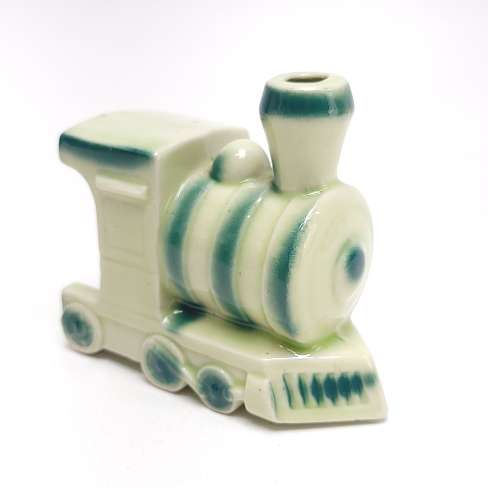 Ceramic‎ Train Locomotive Glazed 4" Planter Decor Japan